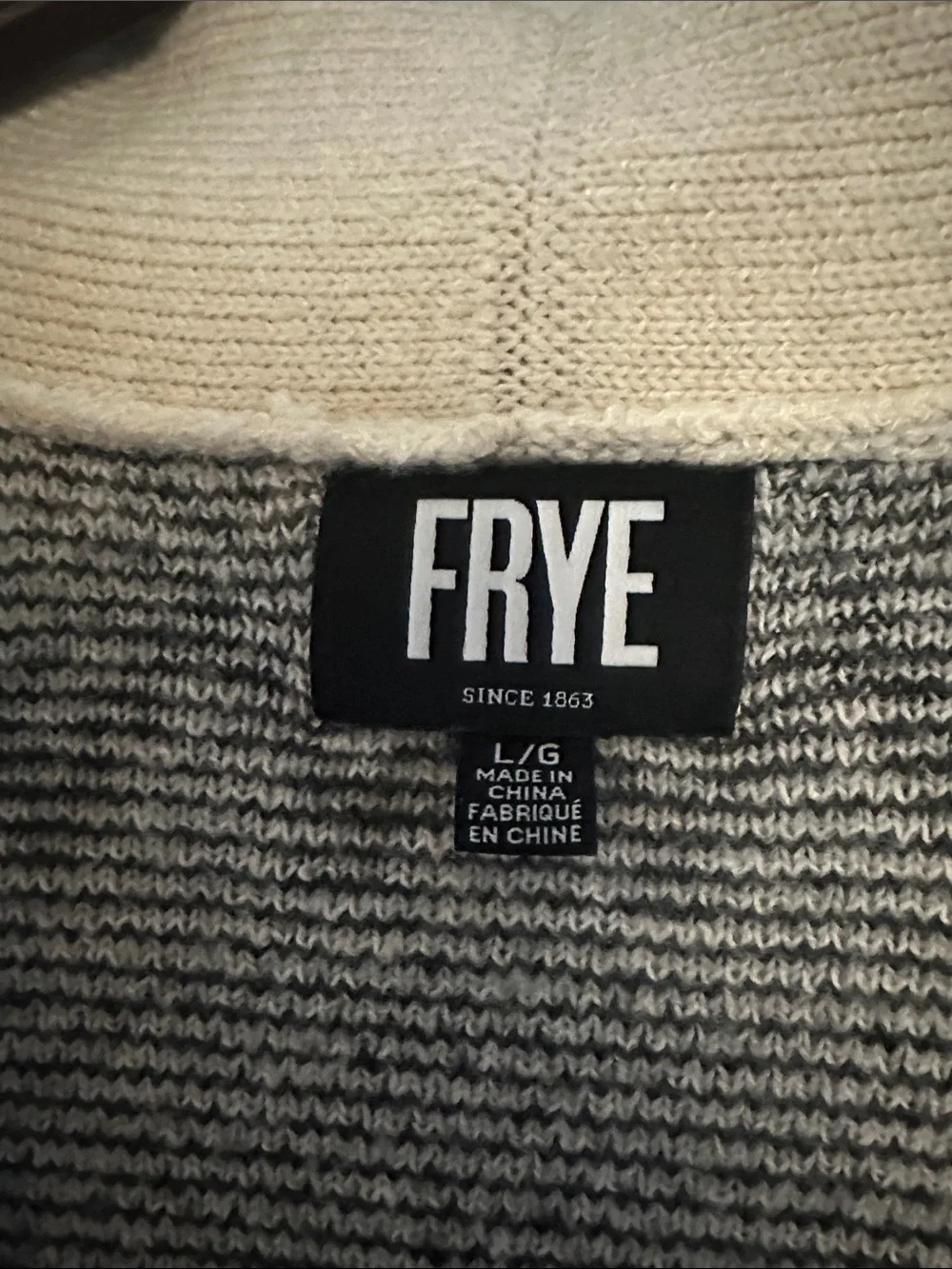 FRYE Cream & Gray Toggle Knit Cardigan
